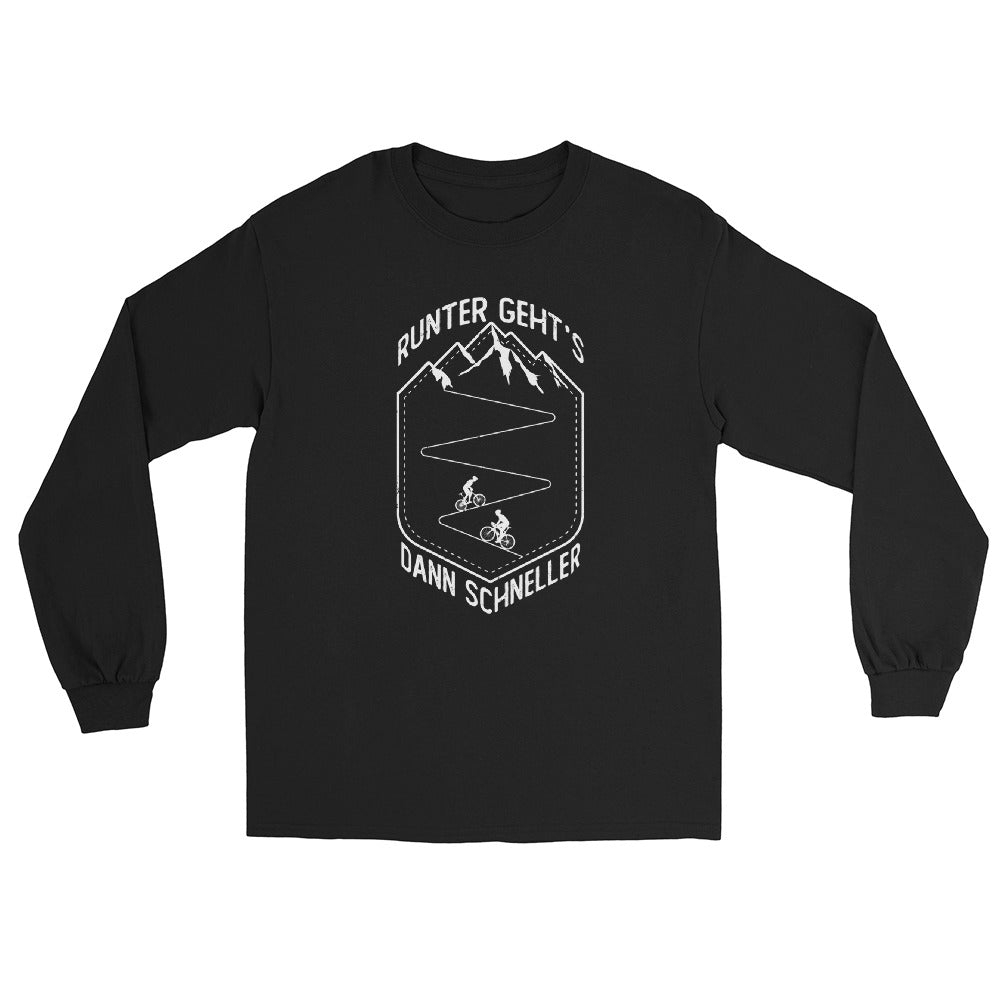 Runter gehts dann schneller - Herren Longsleeve fahrrad xxx yyy zzz Black