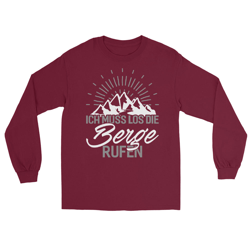 Ich muss los die Berge rufen - Herren Longsleeve berge wandern xxx yyy zzz Maroon