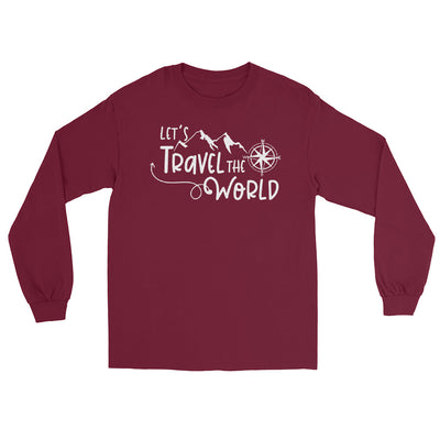 Lets travel the world - Herren Longsleeve camping wandern xxx yyy zzz Maroon