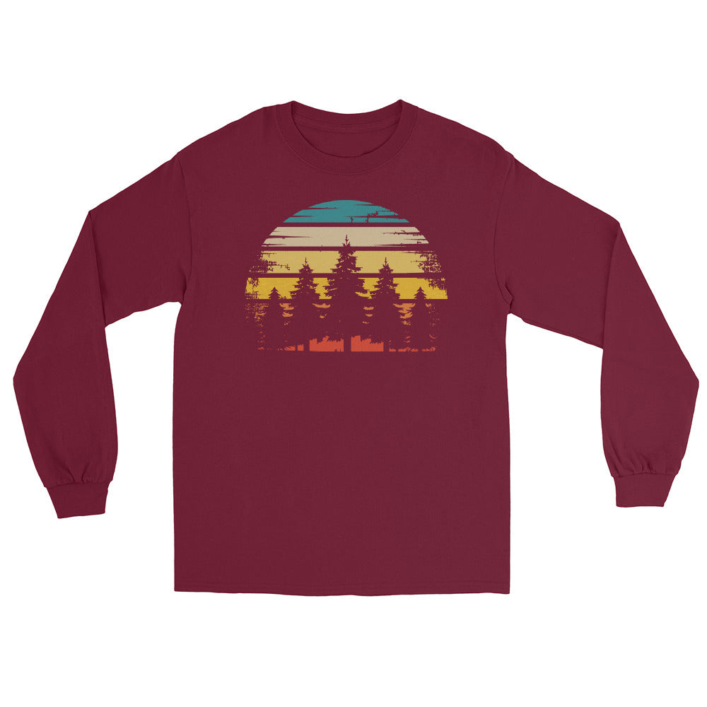 Retro Sonne und Bäume - Herren Longsleeve camping xxx yyy zzz Maroon