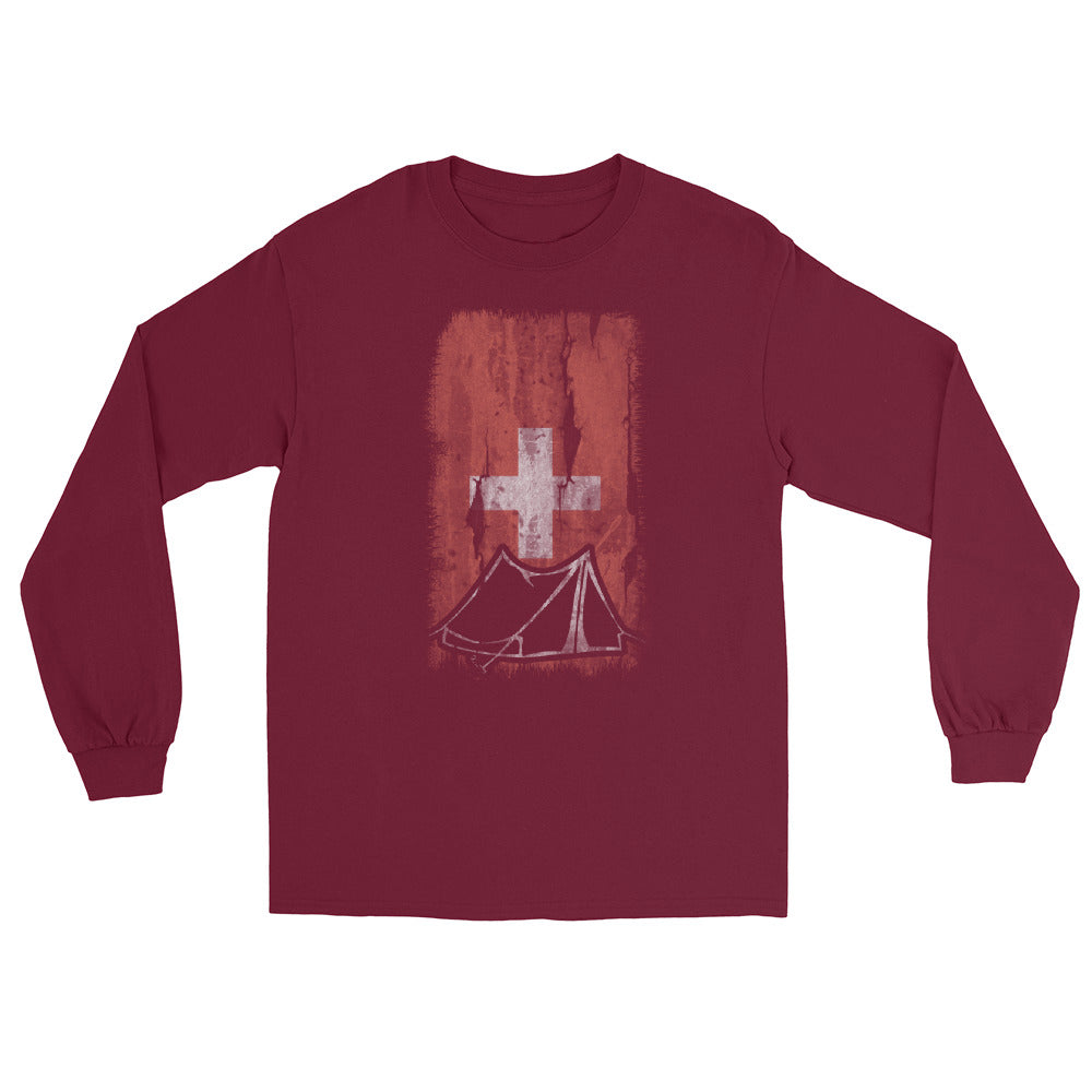 Schweizer Flagge 1 und Camping - Herren Longsleeve camping xxx yyy zzz Maroon