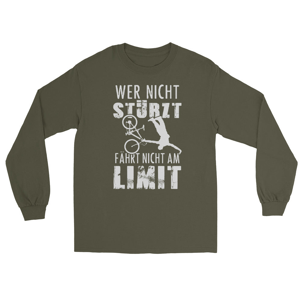 Wer nicht stürzt - fährt nicht am Limit - Herren Longsleeve mountainbike Military Green