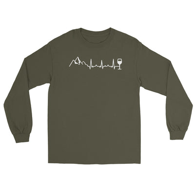 Heartbeat Wine and Mountain - Herren Longsleeve berge Military Green