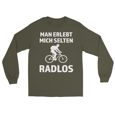 Man erlebt mich selten radlos - Herren Longsleeve fahrrad mountainbike Military Green