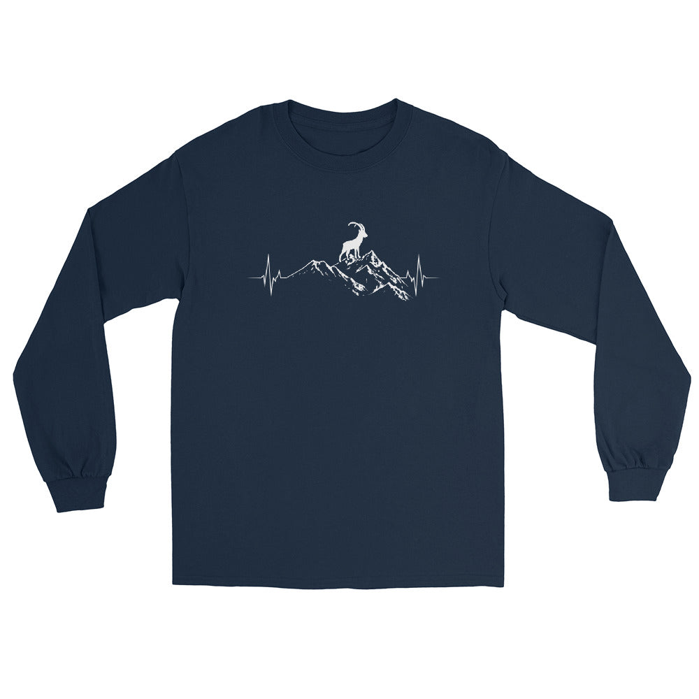 Herzschlag Berge Und Steinbock - Herren Longsleeve berge wandern Navy