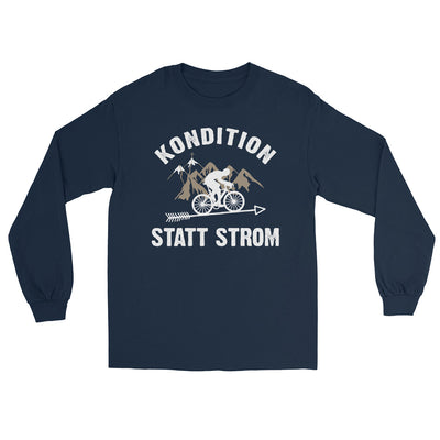 Kondition statt Strom - Herren Longsleeve fahrrad mountainbike Navy