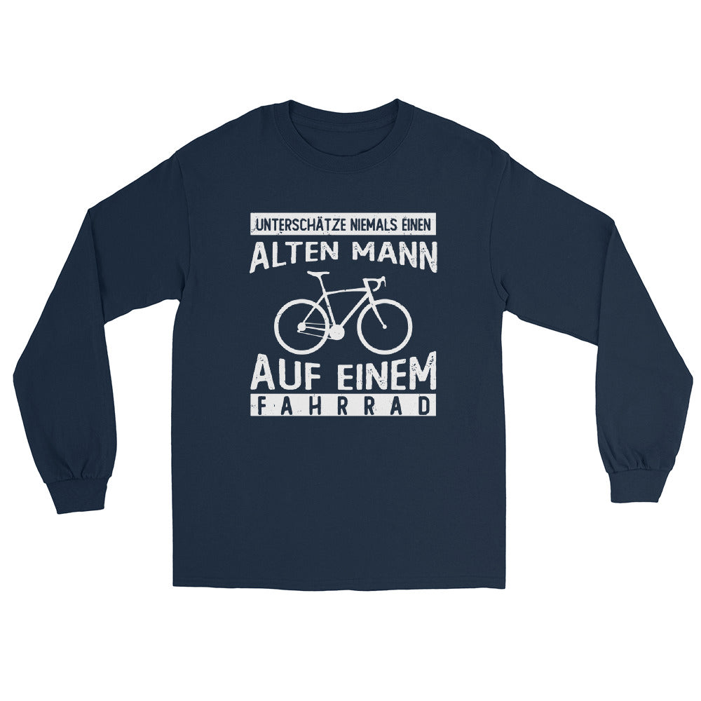 Alter Mann auf einem Fahrrad - Herren Longsleeve fahrrad Navy