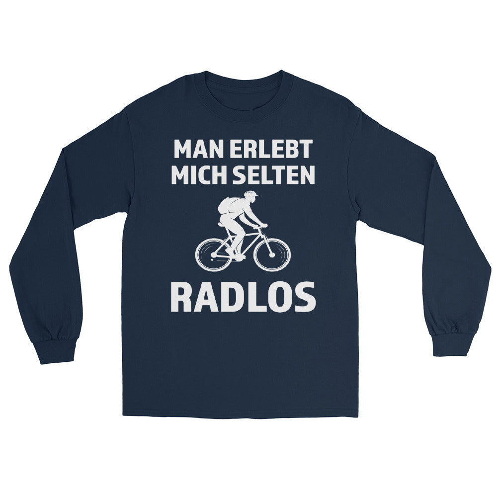 Man erlebt mich selten radlos - Herren Longsleeve fahrrad mountainbike Navy