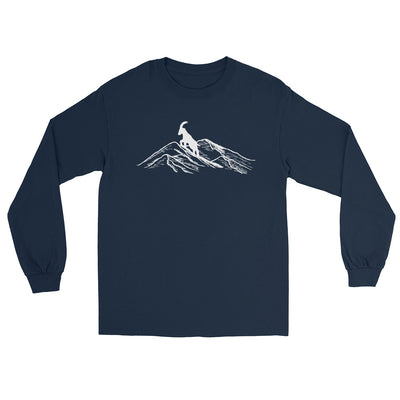 Alpensteinbock auf Berg - Herren Longsleeve berge klettern wandern Navy