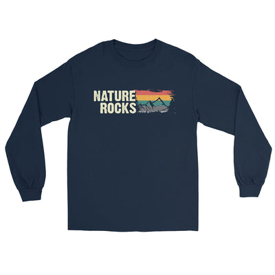 Nature Felsens - Herren Longsleeve berge camping wandern xxx yyy zzz Navy