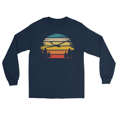 Retro Sonne und Segelflugzeug - Herren Longsleeve berge xxx yyy zzz Navy