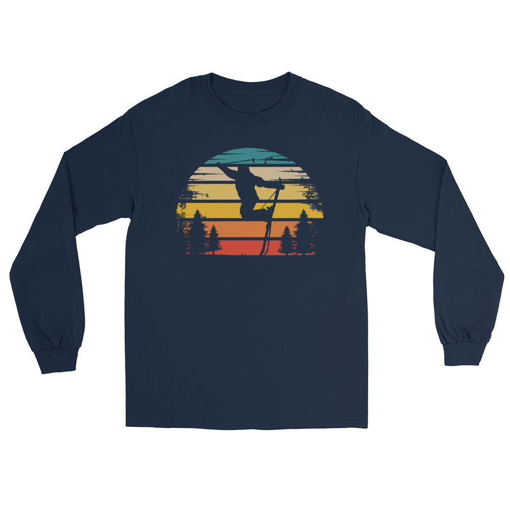 Retro Sonne und Skifahren - Herren Longsleeve klettern ski xxx yyy zzz Navy