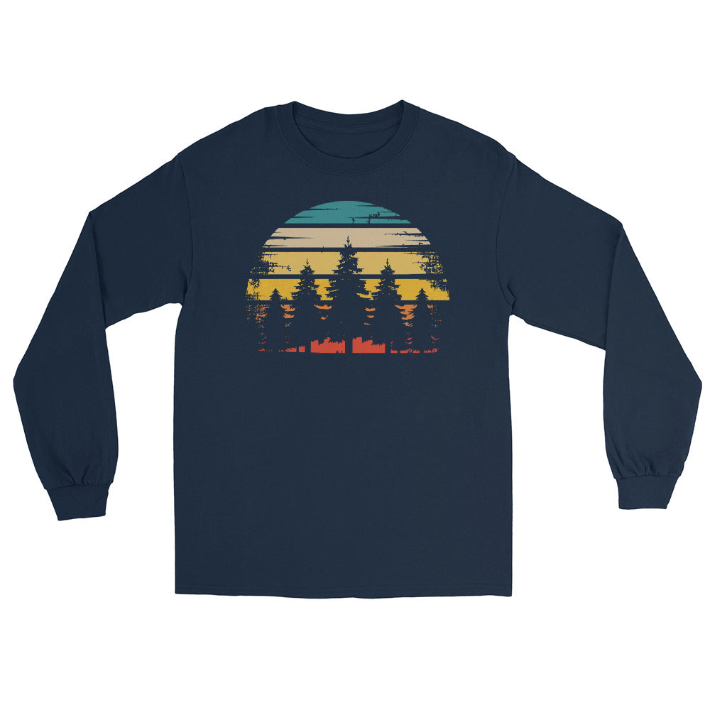 Retro Sonne und Bäume - Herren Longsleeve camping xxx yyy zzz Navy