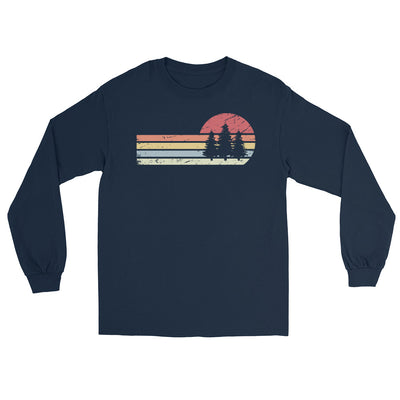 Sonne und Retro Linies - Bäume - Herren Longsleeve camping xxx yyy zzz Navy