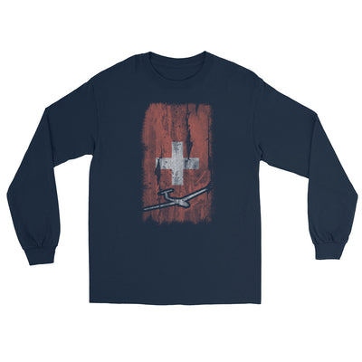 Schweizer Flagge und Segelflugzeug - Herren Longsleeve berge xxx yyy zzz Navy