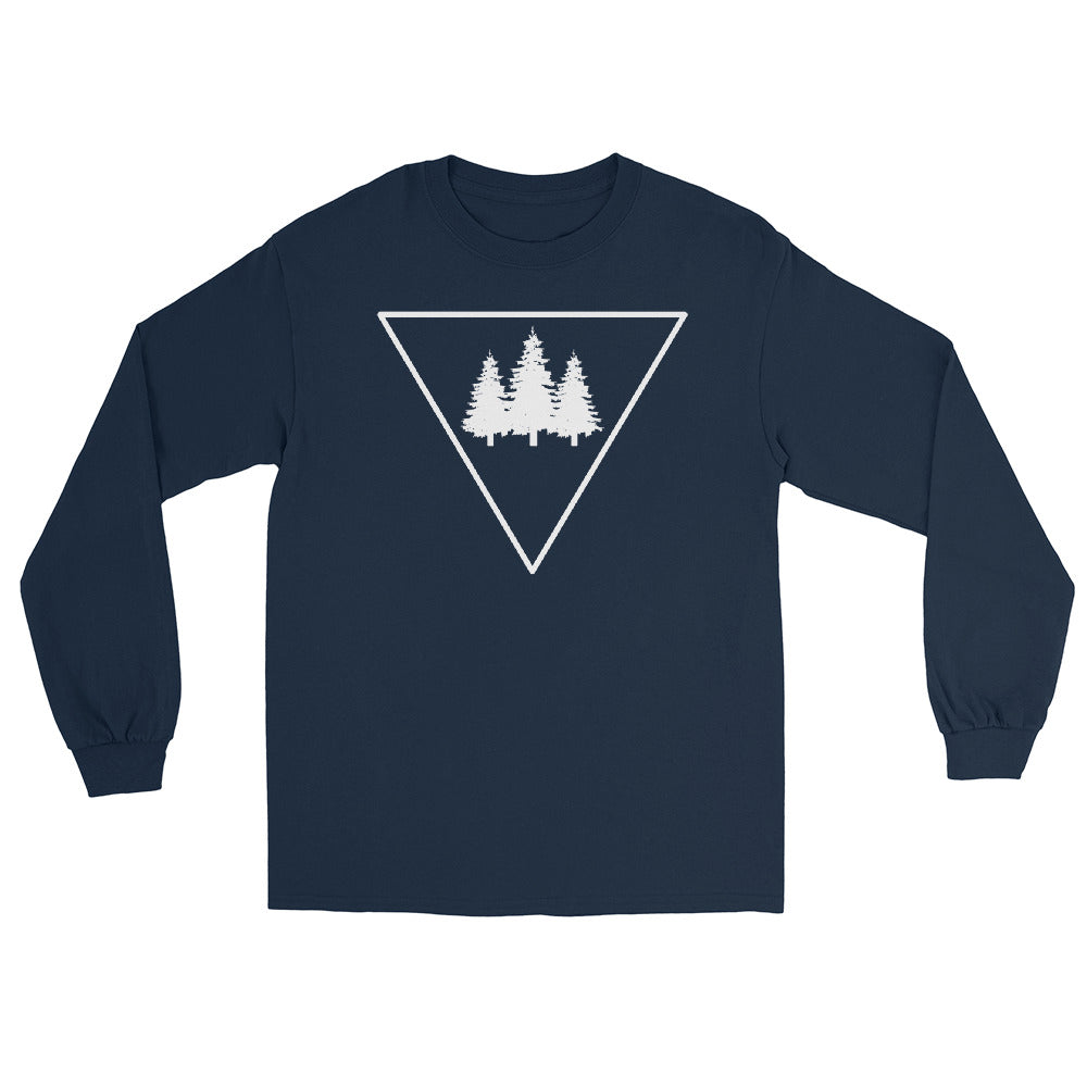 Dreieck und Bäume - Herren Longsleeve camping xxx yyy zzz Navy