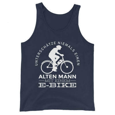 Alter Mann mit einem E-Bike - Herren Tanktop e-bike Navy