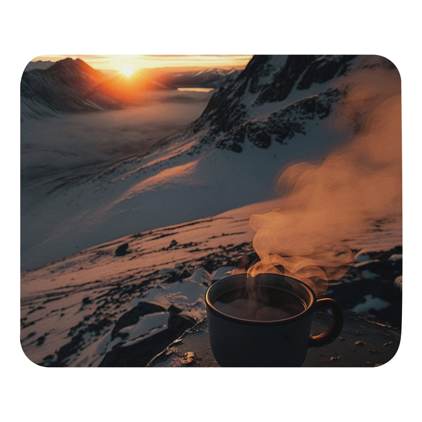 Heißer Kaffee auf einem schneebedeckten Berg - Mauspad berge xxx Default Title