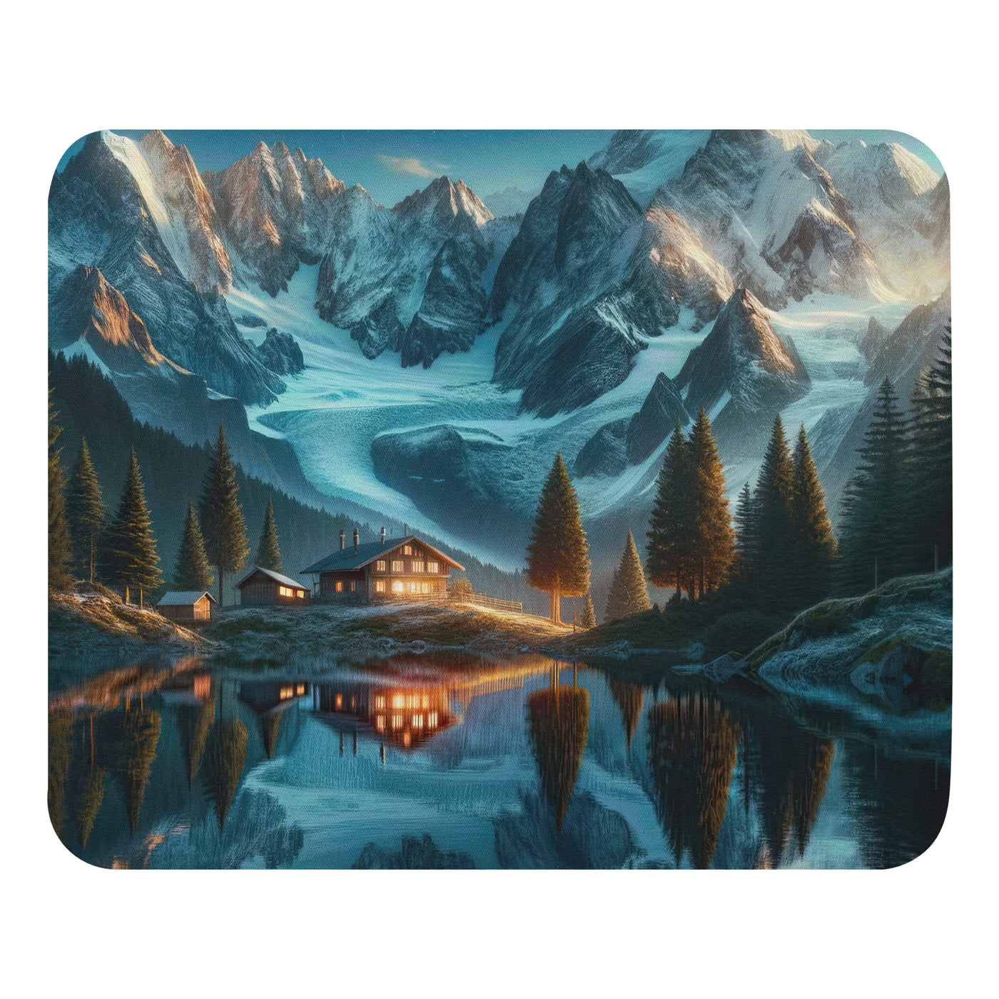 Stille Alpenmajestätik: Digitale Kunst mit Schnee und Bergsee-Spiegelung - Mauspad berge xxx yyy zzz Default Title