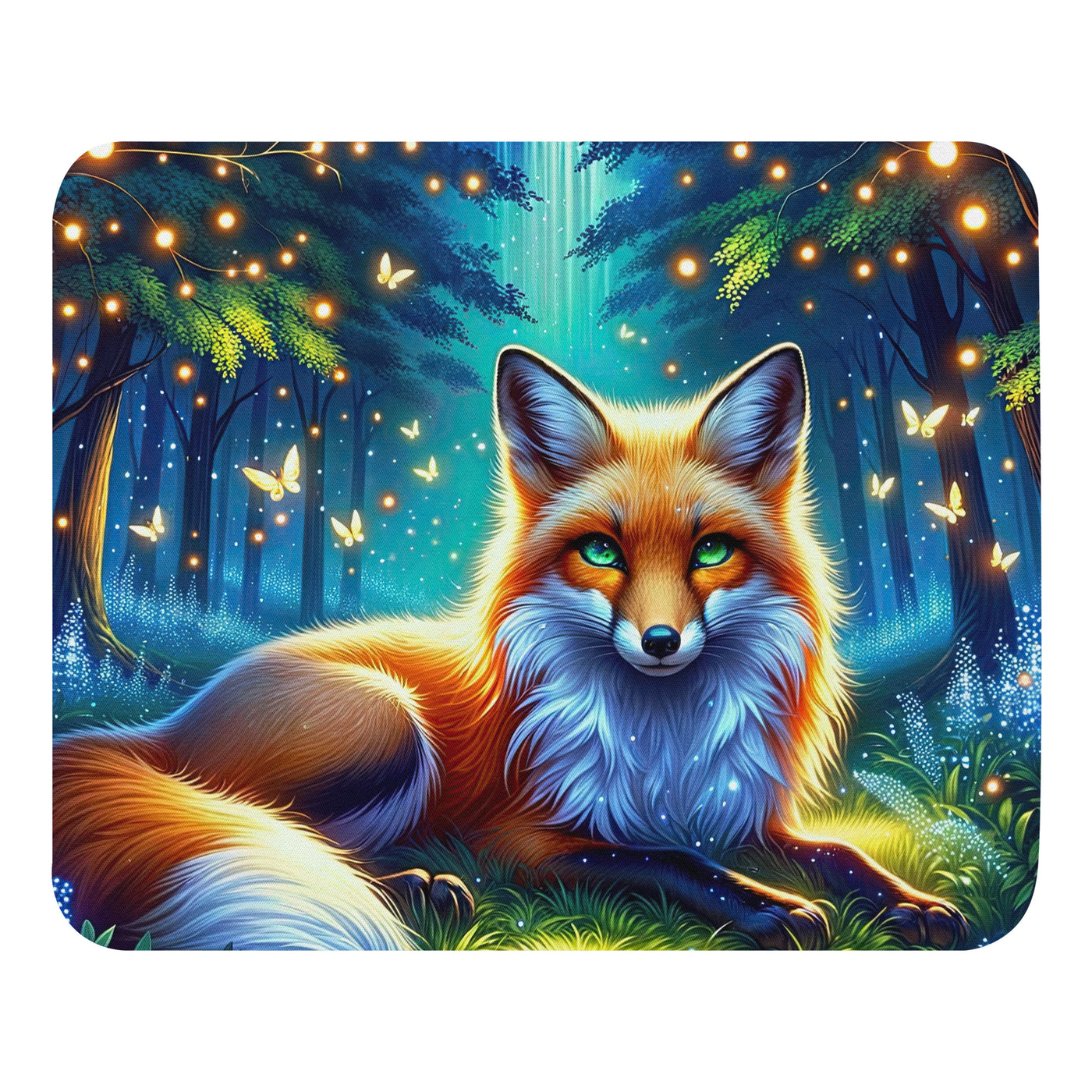 Funkelnder Nachtfuchs auf Waldlichtung mit Feuerwerk - Mauspad camping xxx yyy zzz Default Title