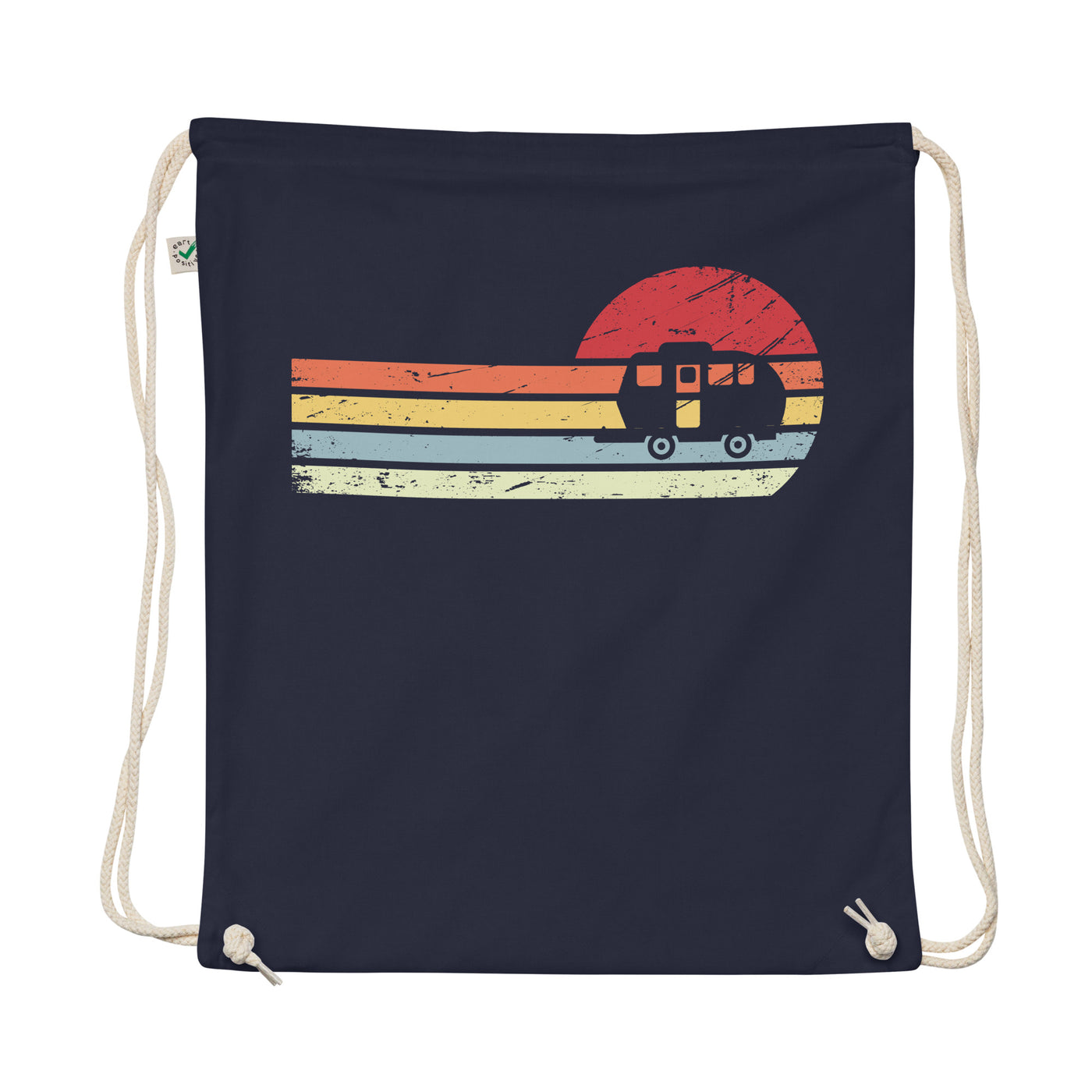 Sun And Retro Lines - Camping Caravan - Organic Turnbeutel camping