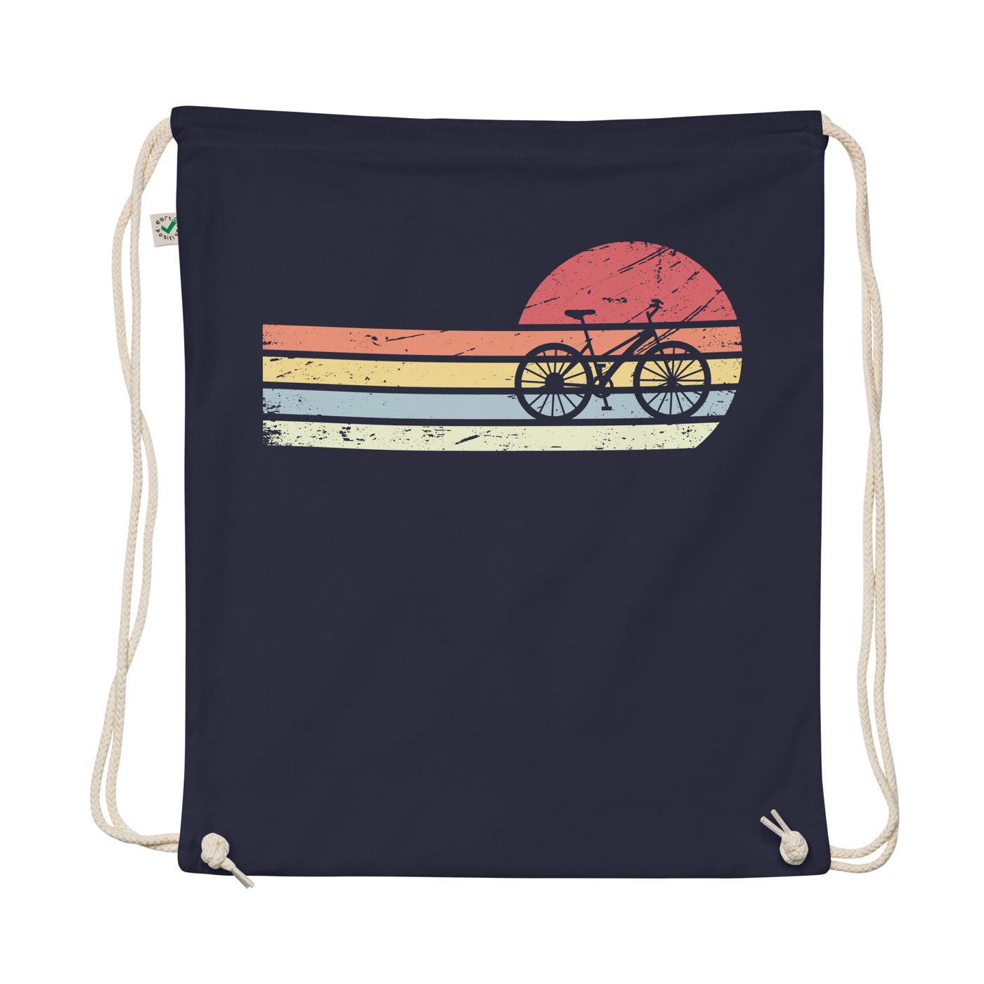 Sun And Retro Lines - Cycling - Organic Turnbeutel fahrrad