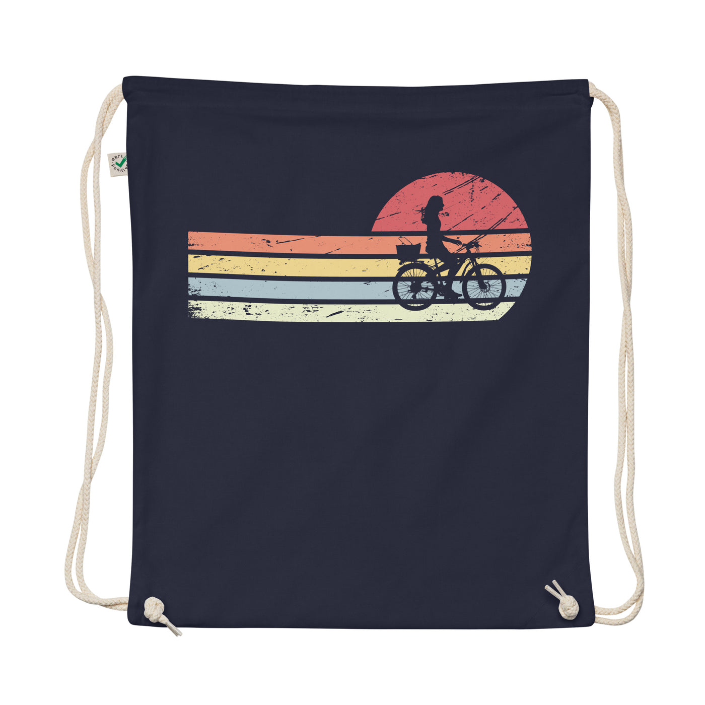 Sun And Retro Lines - Female Cycling - Organic Turnbeutel fahrrad