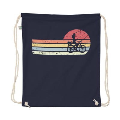 Sun And Retro Lines - Female Cycling - Organic Turnbeutel fahrrad