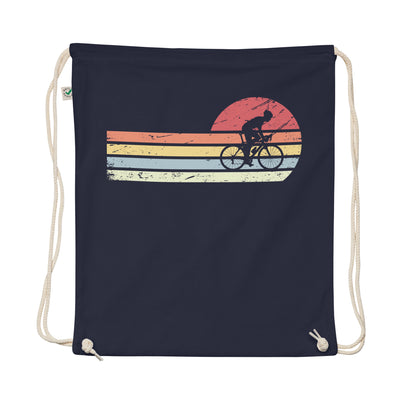 Sun And Retro Lines - Man Cycling - Organic Turnbeutel fahrrad