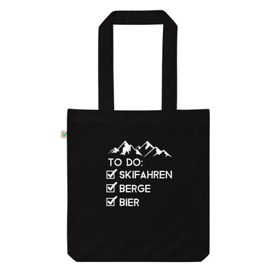 To Do Liste - Skifahren, Berge, Bier - Organic Einkaufstasche klettern ski