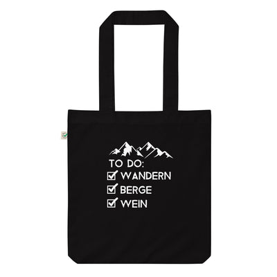 To Do Liste - Wandern, Berge, Wein - Organic Einkaufstasche wandern