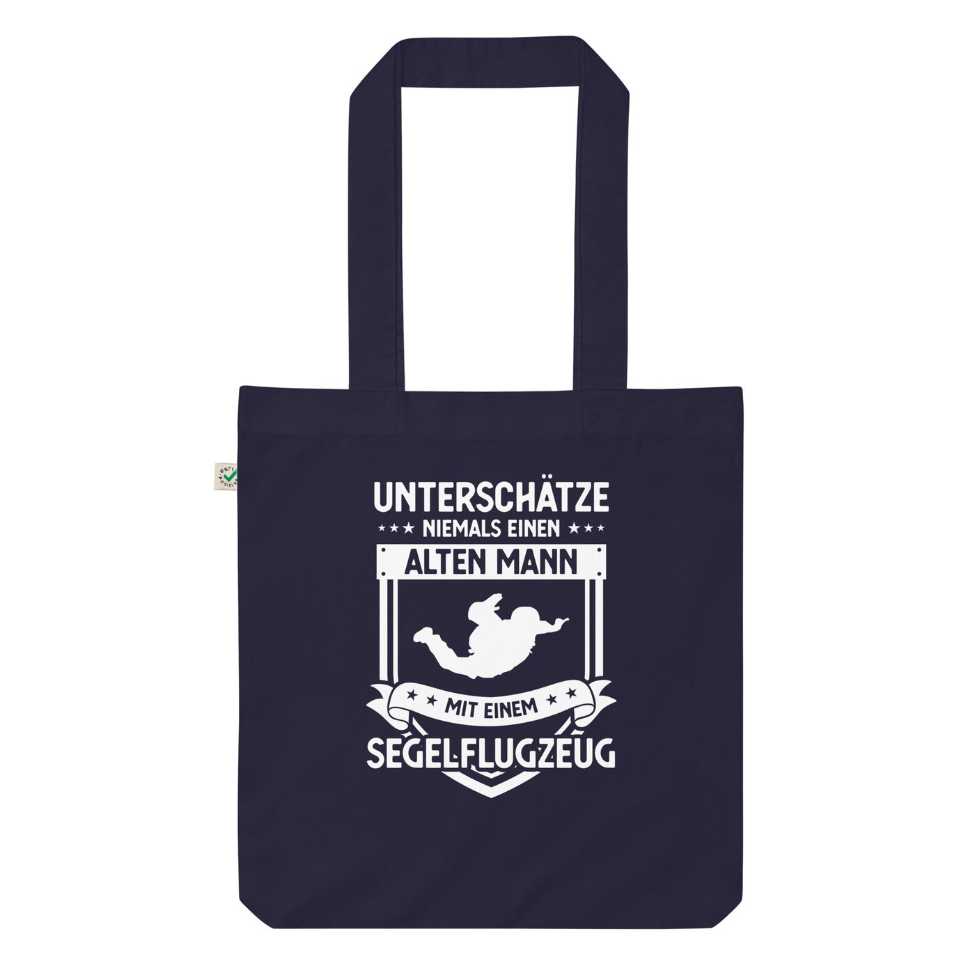 Unterschatze Niemals Einen Alten Mann Mit Einem Segelflugzeug - Organic Einkaufstasche berge