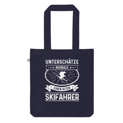 Unterschatze Niemals Einen Alten Skifahrer - Organic Einkaufstasche klettern ski