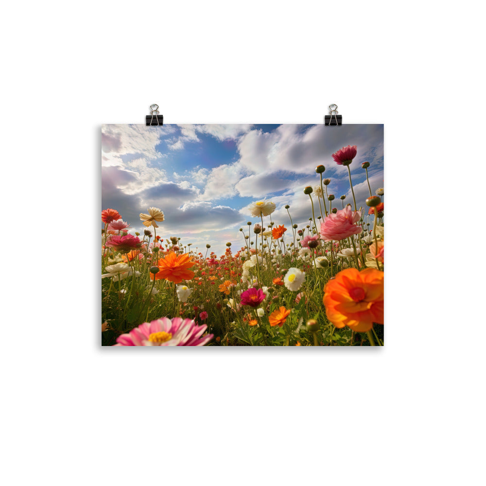 Blumenfeld und Sonnenschein - Premium Poster (glänzend) camping xxx 27.9 x 35.6 cm