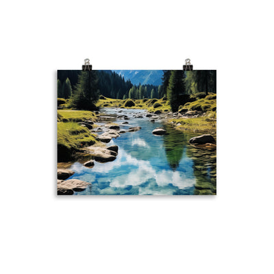 Österreichische Alpen und steiniger Bach - Premium Poster (glänzend) berge xxx 27.9 x 35.6 cm