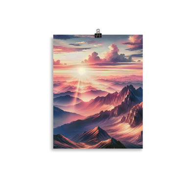 Schöne Berge bei Sonnenaufgang: Malerei in Pastelltönen - Premium Poster (glänzend) berge xxx yyy zzz 27.9 x 35.6 cm