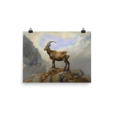 Steinbock am Berg - Wunderschöne Malerei - Premium Poster (glänzend) berge xxx 30.5 x 40.6 cm