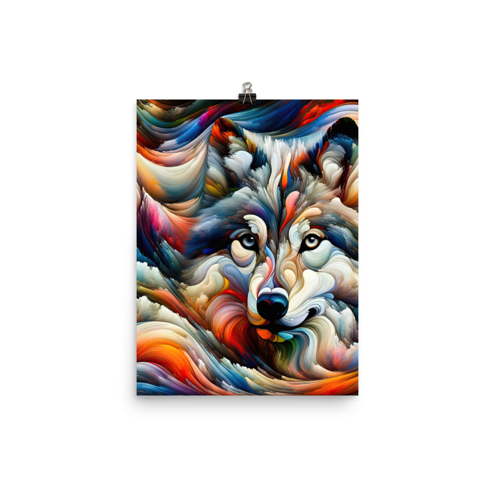 Abstrakte Kunst der Alpen mit einem Wolf. Chaotischer Tanz aus Farben und Formen. Surreale Landschaft (AN) - Premium Luster Photo Paper xxx yyy zzz 30.5 x 40.6 cm