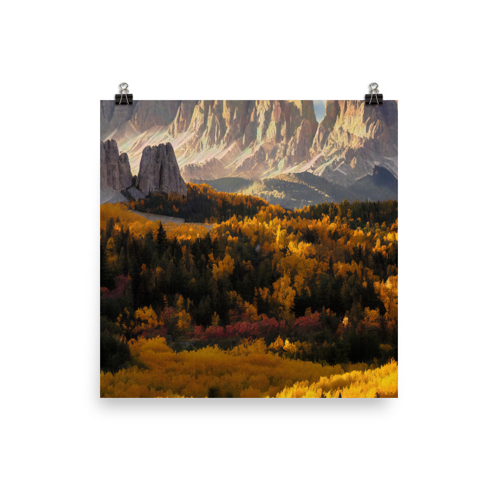 Dolomiten Berge - Malerei - Premium Poster (glänzend) berge xxx 35.6 x 35.6 cm