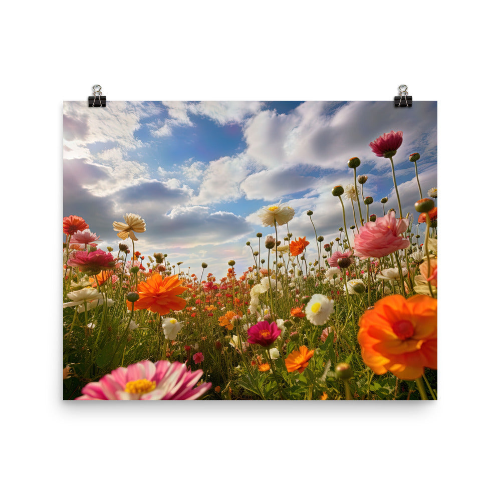 Blumenfeld und Sonnenschein - Premium Poster (glänzend) camping xxx 40.6 x 50.8 cm