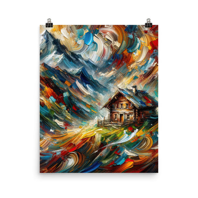 Expressionistisches Farbchaos der Alpen und Schönheit der Berge - Abstrakt - Premium Poster (glänzend) berge xxx yyy zzz 40.6 x 50.8 cm