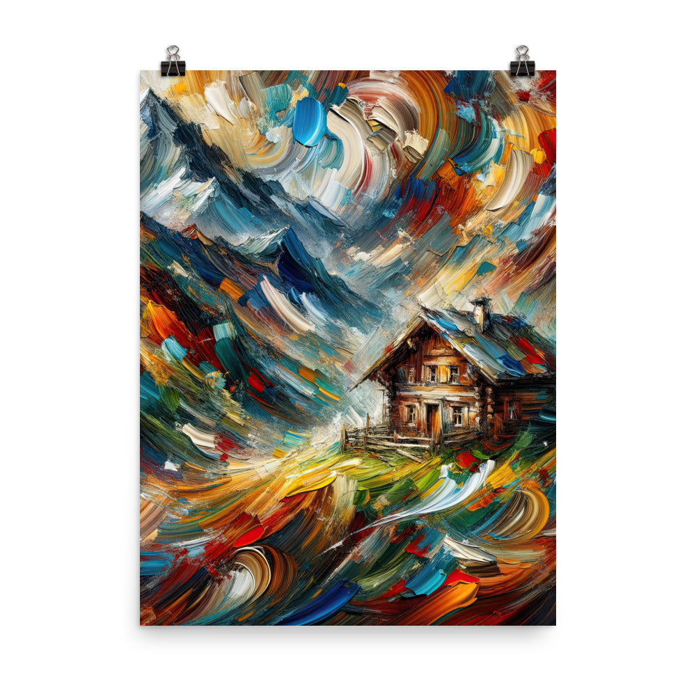 Expressionistisches Farbchaos der Alpen und Schönheit der Berge - Abstrakt - Premium Poster (glänzend) berge xxx yyy zzz 45.7 x 61 cm