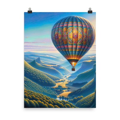 Ölgemälde einer ruhigen Szene mit verziertem Heißluftballon - Premium Poster (glänzend) berge xxx yyy zzz 45.7 x 61 cm