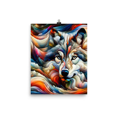 Abstrakte Kunst der Alpen mit einem Wolf. Chaotischer Tanz aus Farben und Formen. Surreale Landschaft (AN) - Premium Luster Photo Paper xxx yyy zzz 20.3 x 25.4 cm