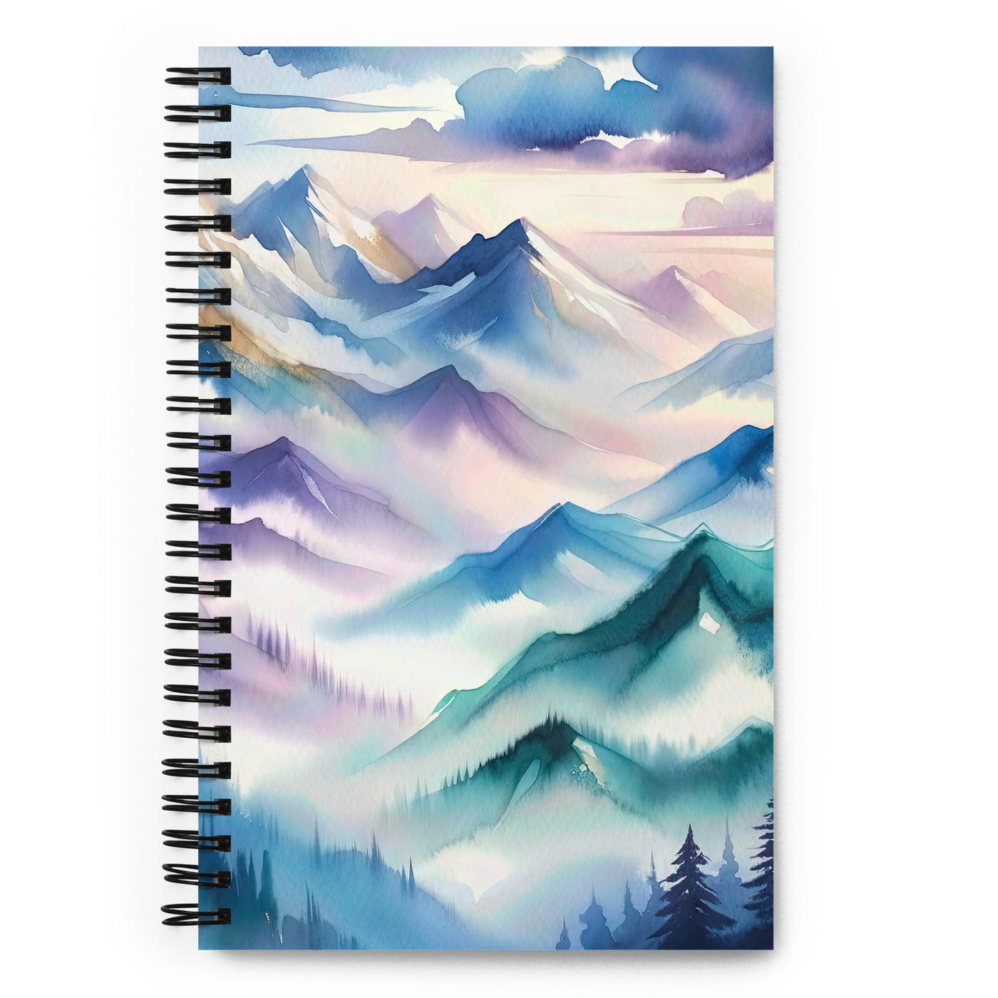 Ein Aquarellgemälde der Alpen in einem sanften, traumhaften Stil. Die Berge werden in Strichen mit Gold wiedergegeben - Notizbuch berge xxx yyy zzz Default Title