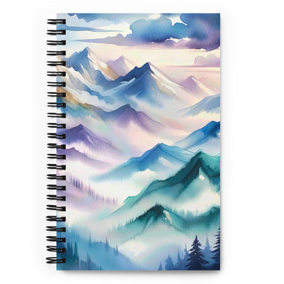 Ein Aquarellgemälde der Alpen in einem sanften, traumhaften Stil. Die Berge werden in Strichen mit Gold wiedergegeben - Notizbuch berge xxx yyy zzz Default Title