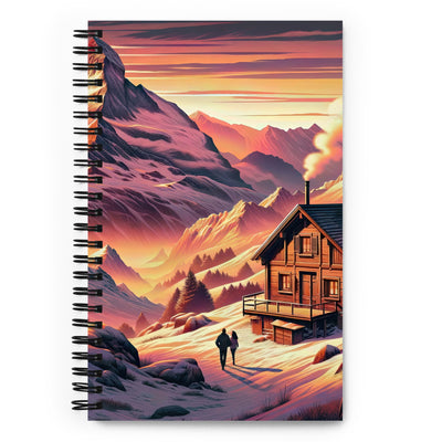 Berghütte im goldenen Sonnenuntergang: Digitale Alpenillustration - Notizbuch berge xxx yyy zzz Default Title