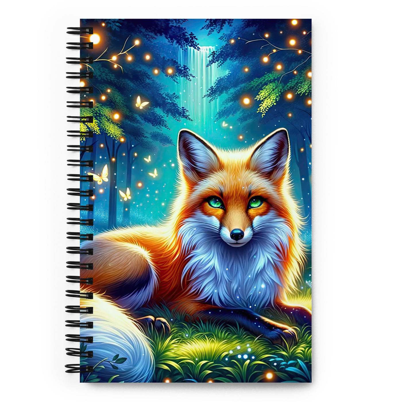 Funkelnder Nachtfuchs auf Waldlichtung mit Feuerwerk - Notizbuch camping xxx yyy zzz Default Title