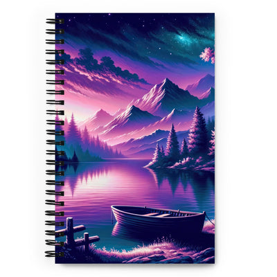 Magische Alpen-Dämmerung, rosa-lila Himmel und Bergsee mit Boot - Notizbuch berge xxx yyy zzz Default Title