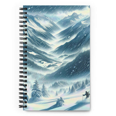 Alpine Wildnis im Wintersturm mit Skifahrer, verschneite Landschaft - Notizbuch klettern ski xxx yyy zzz Default Title